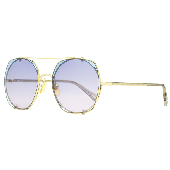 Chloe Clip-on Sunglasses CH0042S 002 Gold/Clear 56mm 42 - Picture 1 of 2